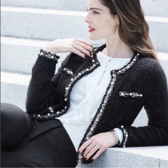 White House Black Market Black Tweed Blazer - Picture 3 of 13